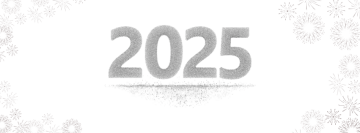 La imagen rectangular presenta el número 2025, formado por un extraño número de puntos en miniatura, enmarcados a derecha e izquierda por el sutil simbolismo de unos fuegos artificiales centelleantes, que pretenden representar tanto la celebración como la elegancia.