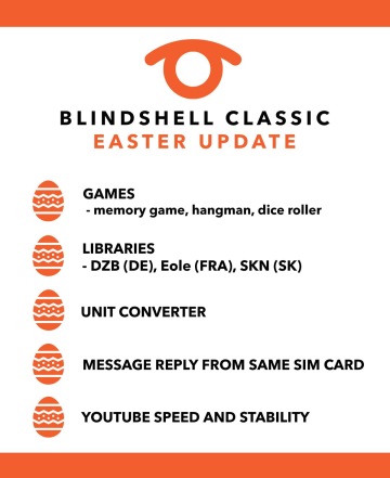 BlindShell Classic Easter update - games, libraries, unit converter