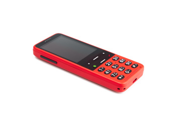 Red BlindShell Classic 3 from front but the side is visible, showing the right action button