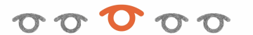 BlindShell logo - one bigger in orange color and four smaller in grey color