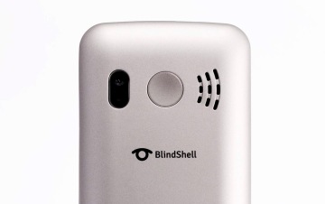 Back side of grey BlindShell Classic LITE with SOS button