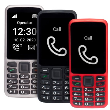 Dettaglio dei telefoni Blindshell - nero, rosso e grigio