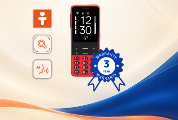 Red BlindShell Classic 3 with a 3 year warranty badget, icon of Luna, Tandem and Observo on elegant bacground